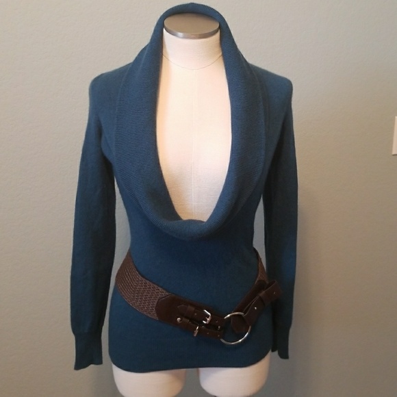 Deep Cowl Neck 100% Cashmere Sweater Tunic Small - Picture 6 of 8